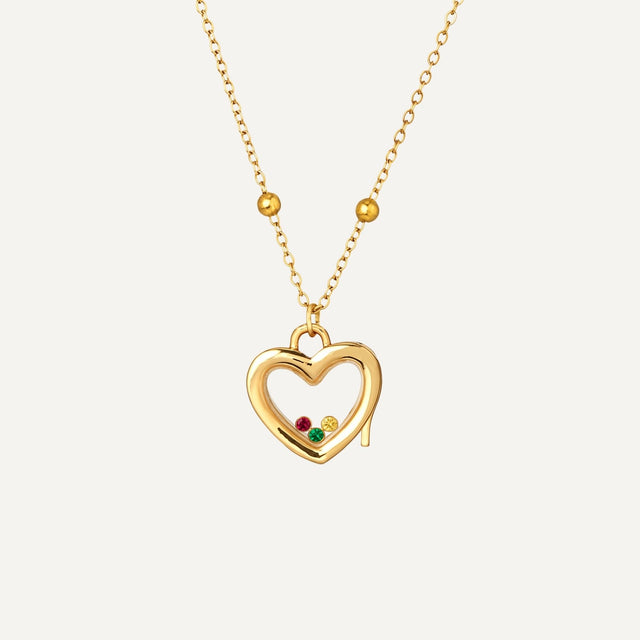 Heart Necklace With Birthstones Inside