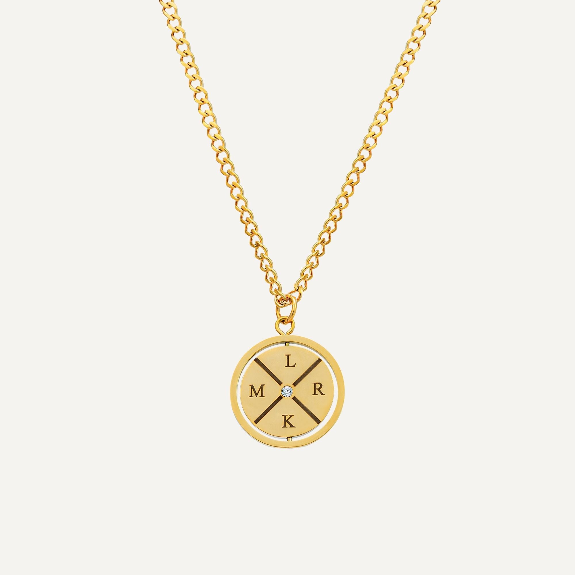 Custom Engraved Compass Necklace With Zircon