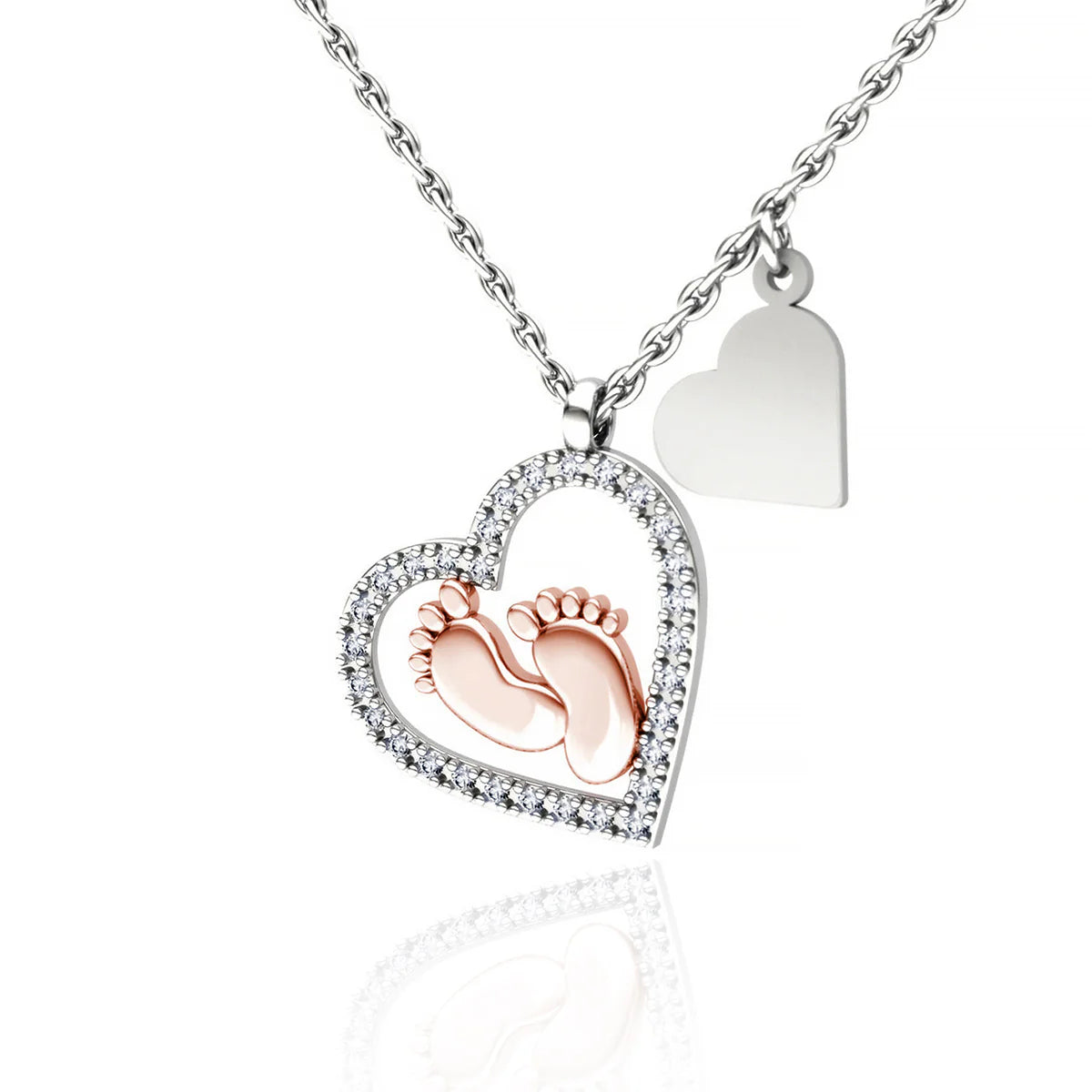 To My Mummy - Baby Feet Heart Pendant Necklace