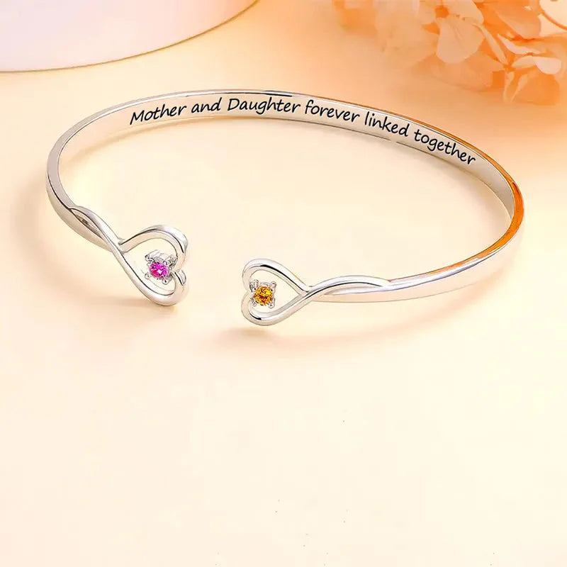 Mother & Daughter - Forever Linked Together - Birthstone Bracelet