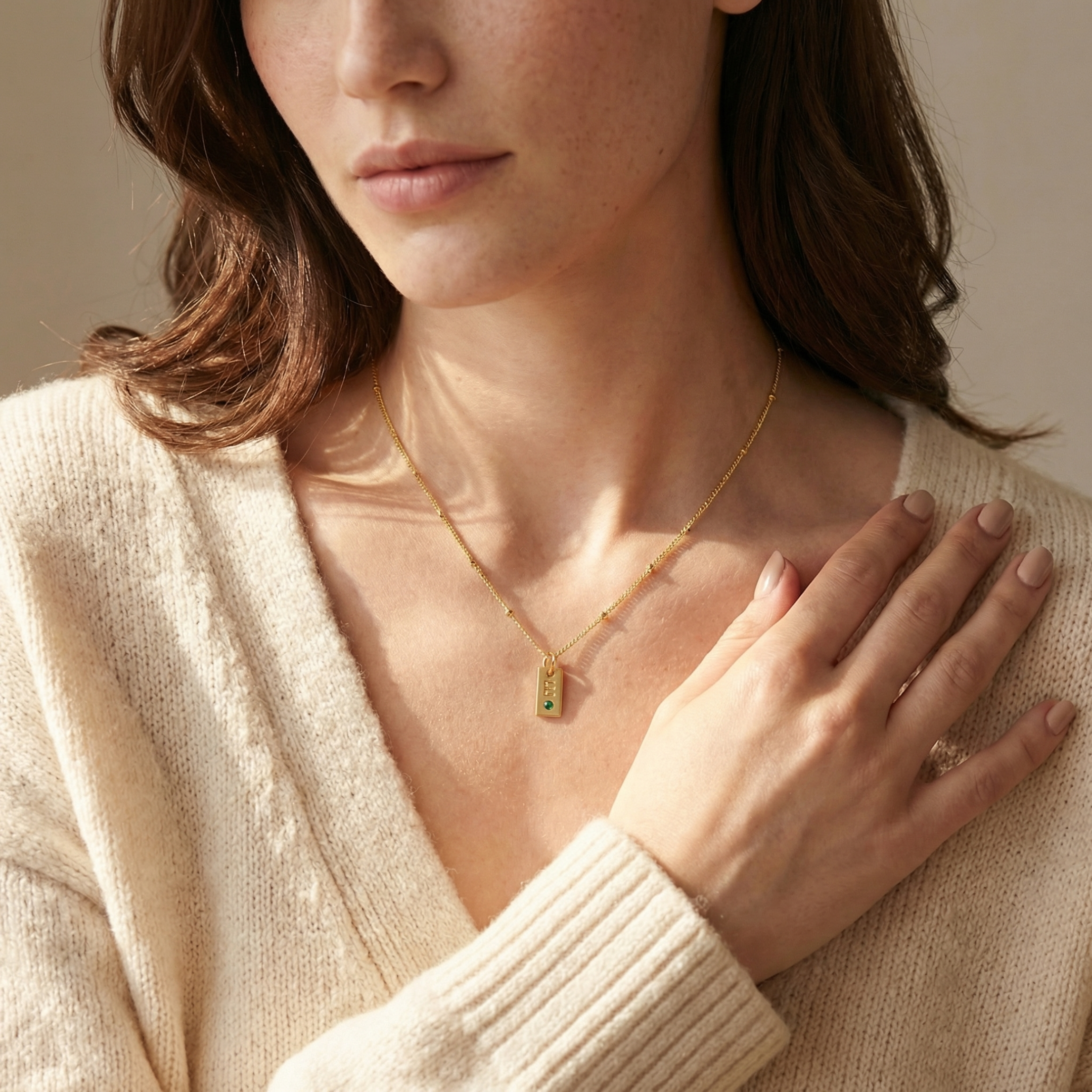 New Mom - Tag Birthstone Necklace