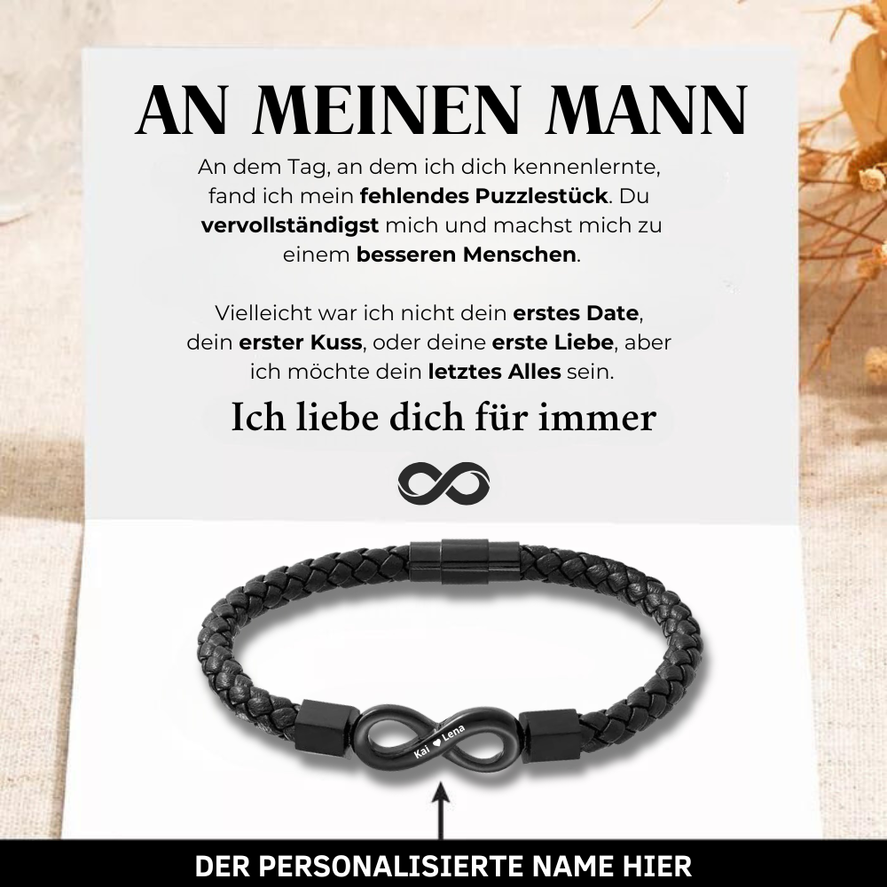 An Meinen Mann - Personalisiertes Unendlichkeitsarmband Aus Leder