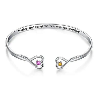 Mother & Daughter - Forever Linked Together - Birthstone Bracelet