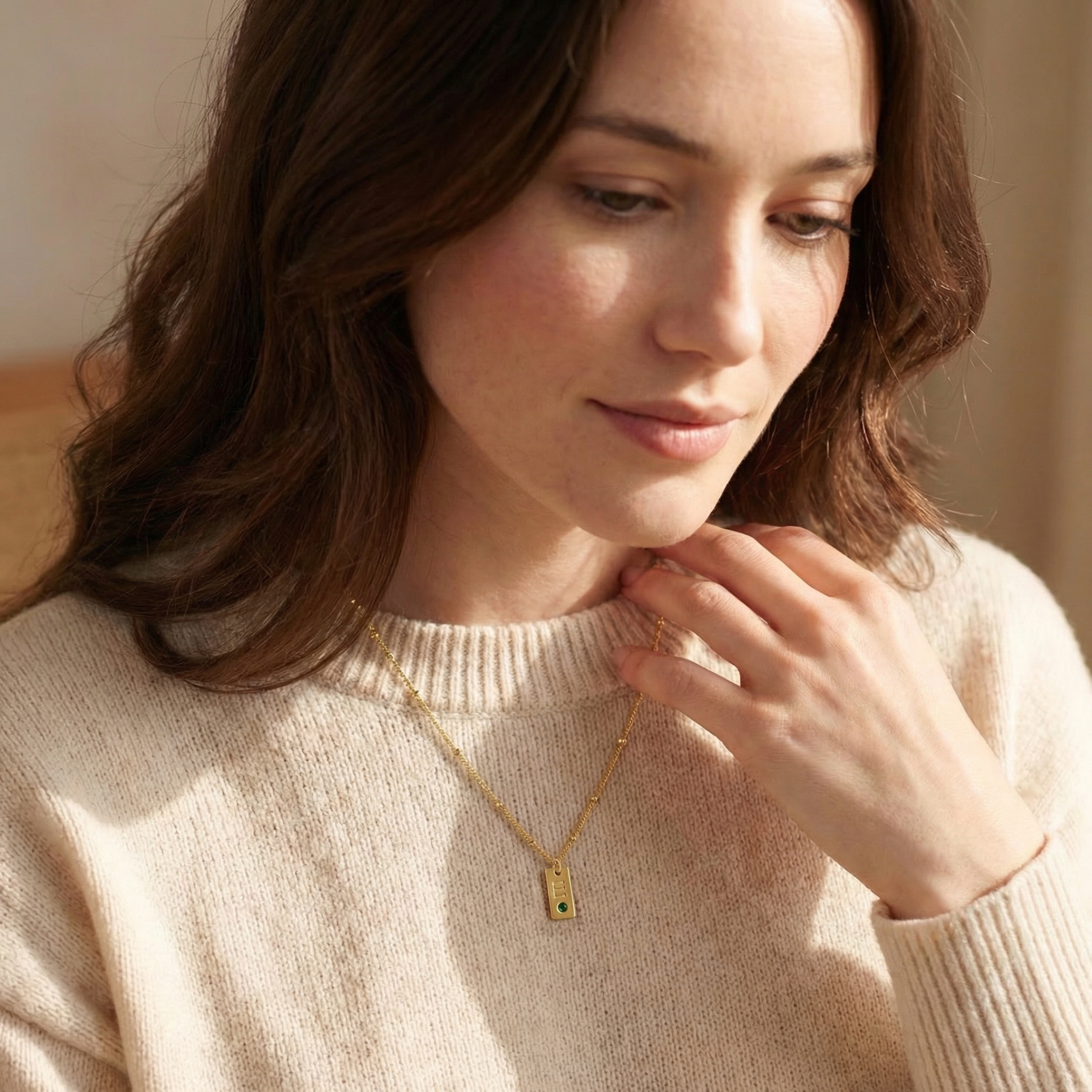 New Mom - Tag Birthstone Necklace