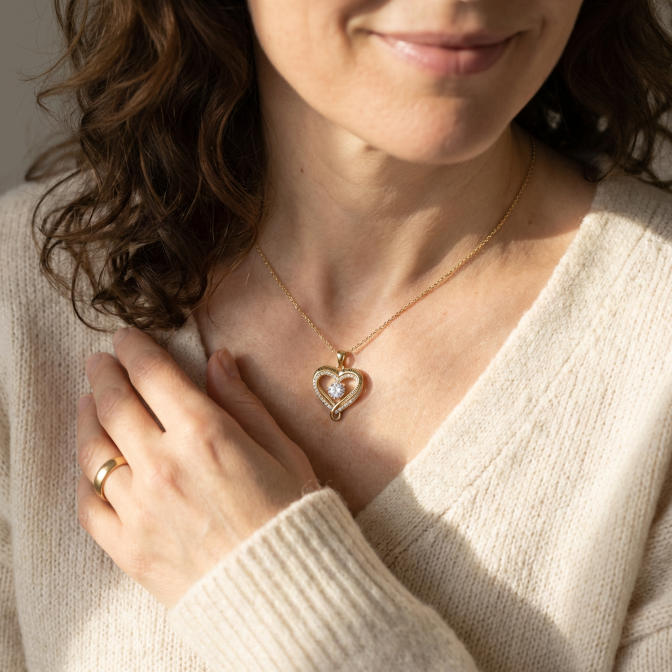 To My Wife – Engraved Double Hearts Necklace