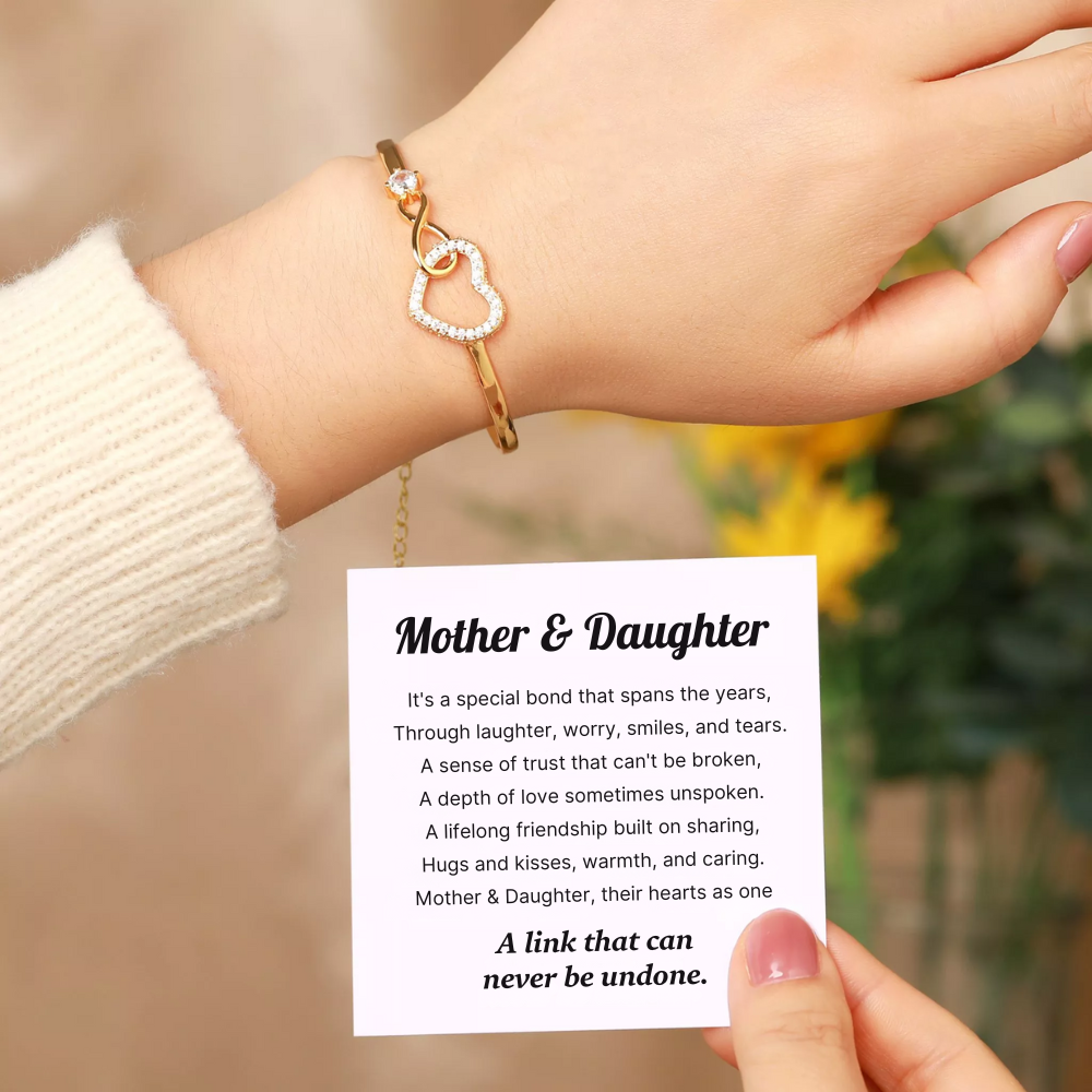 Mom and Daughter - A Link That Can Never Be Undone - Infinity Heart Bracelet