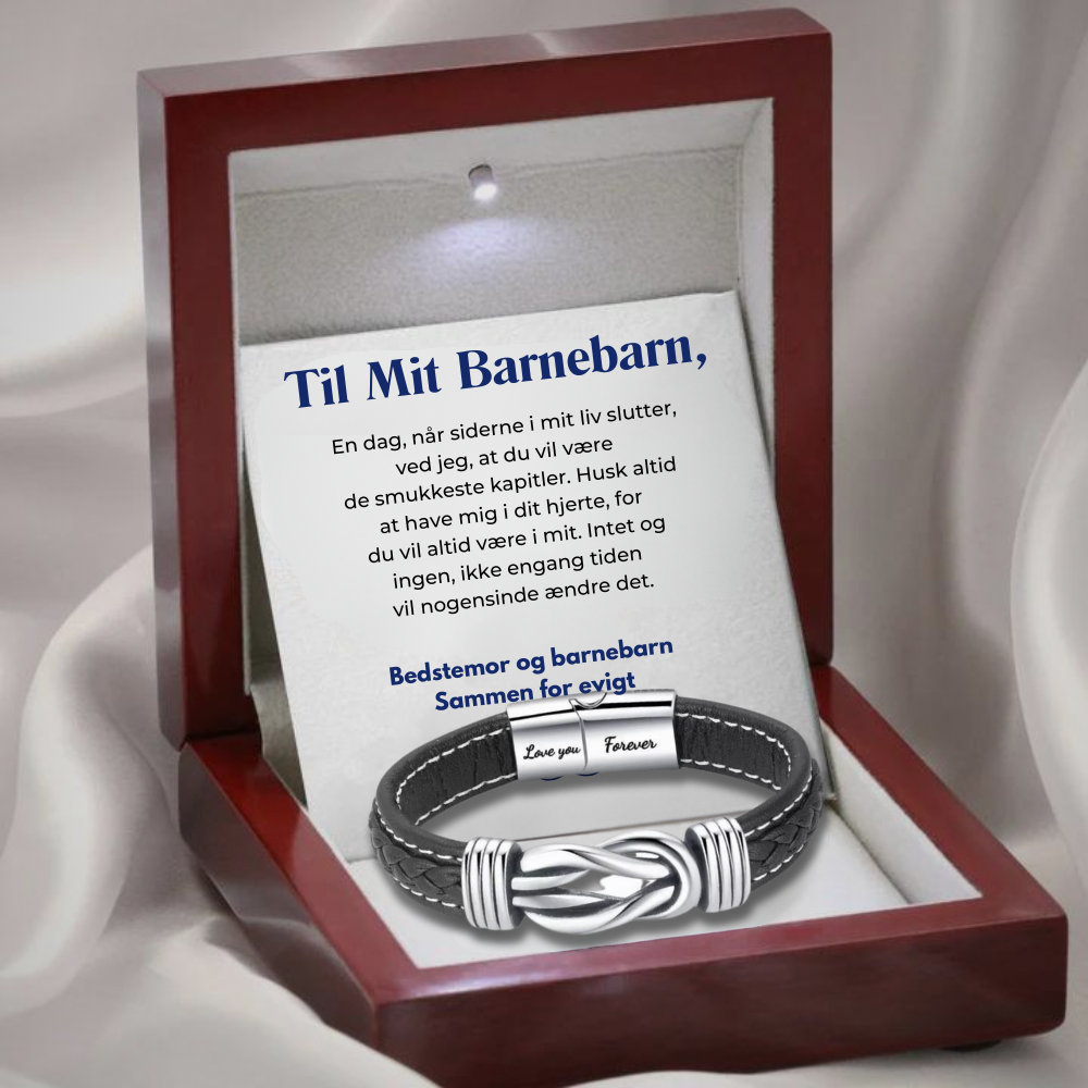 Til Mit Barnebarn - For Altid Forbundne - Uendelig Læderarmbånd