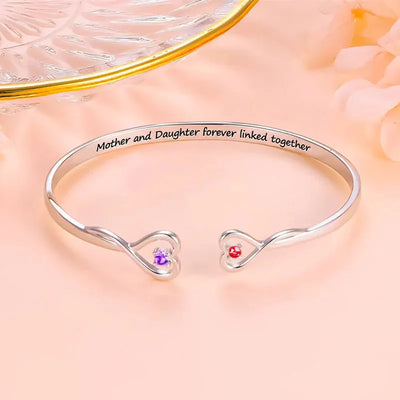 Mother & Daughter - Forever Linked Together - Birthstone Bracelet