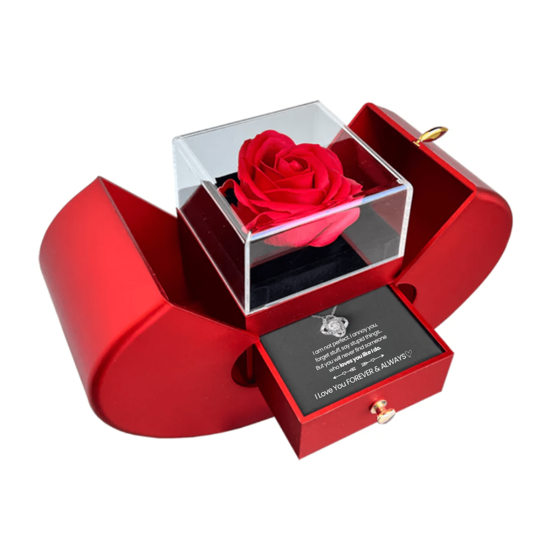 Eternal Rose Box - With Love Knot Necklace & Genuine Rose