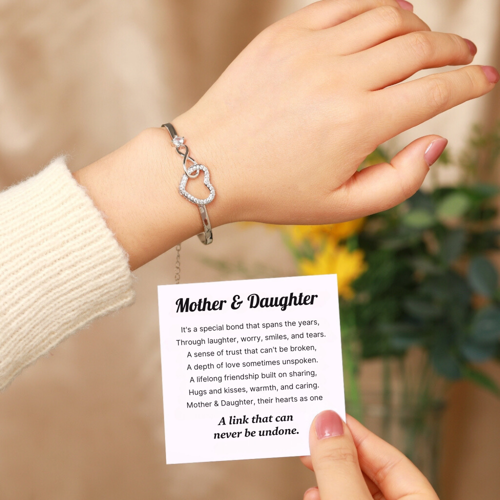 Mom and Daughter - A Link That Can Never Be Undone - Infinity Heart Bracelet