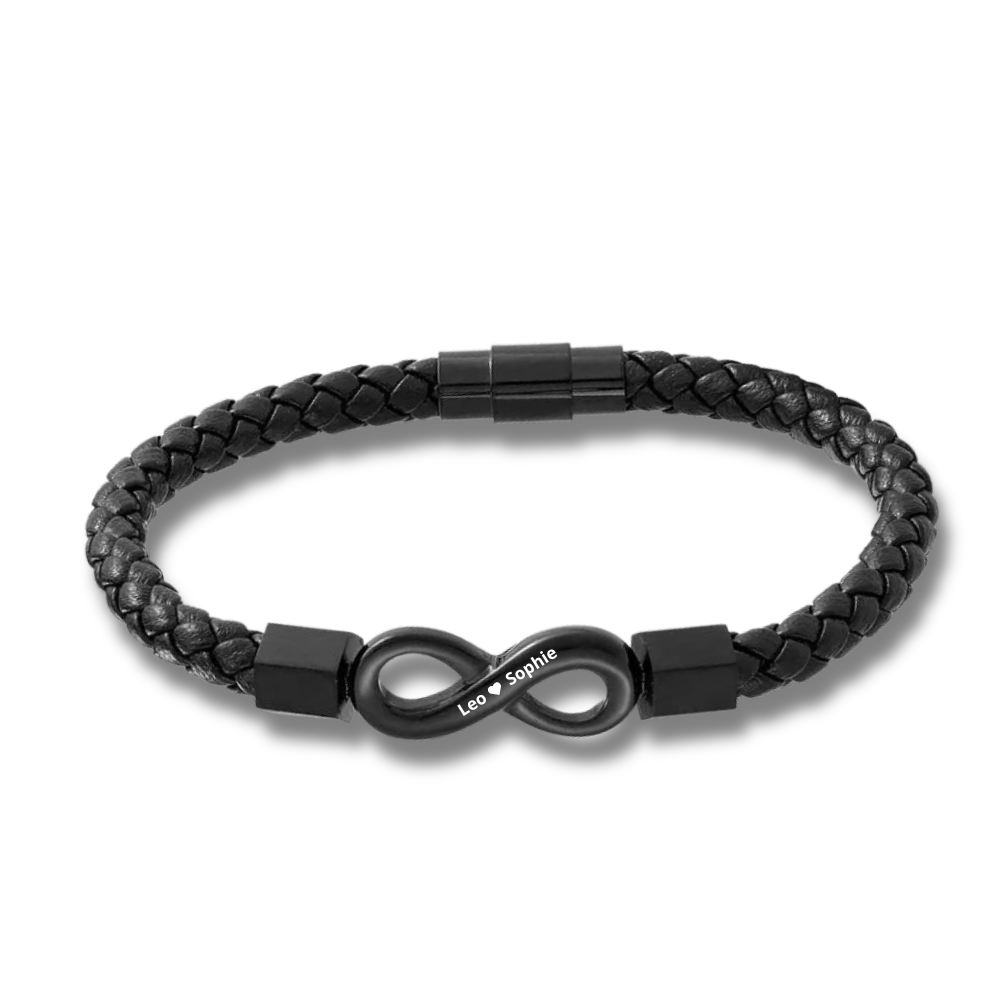 To My Man - Personalized Leather Infinity Bracelet