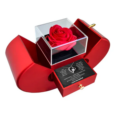 Eternal Rose Box - To My Wife - With Heart Necklace & Real Rose