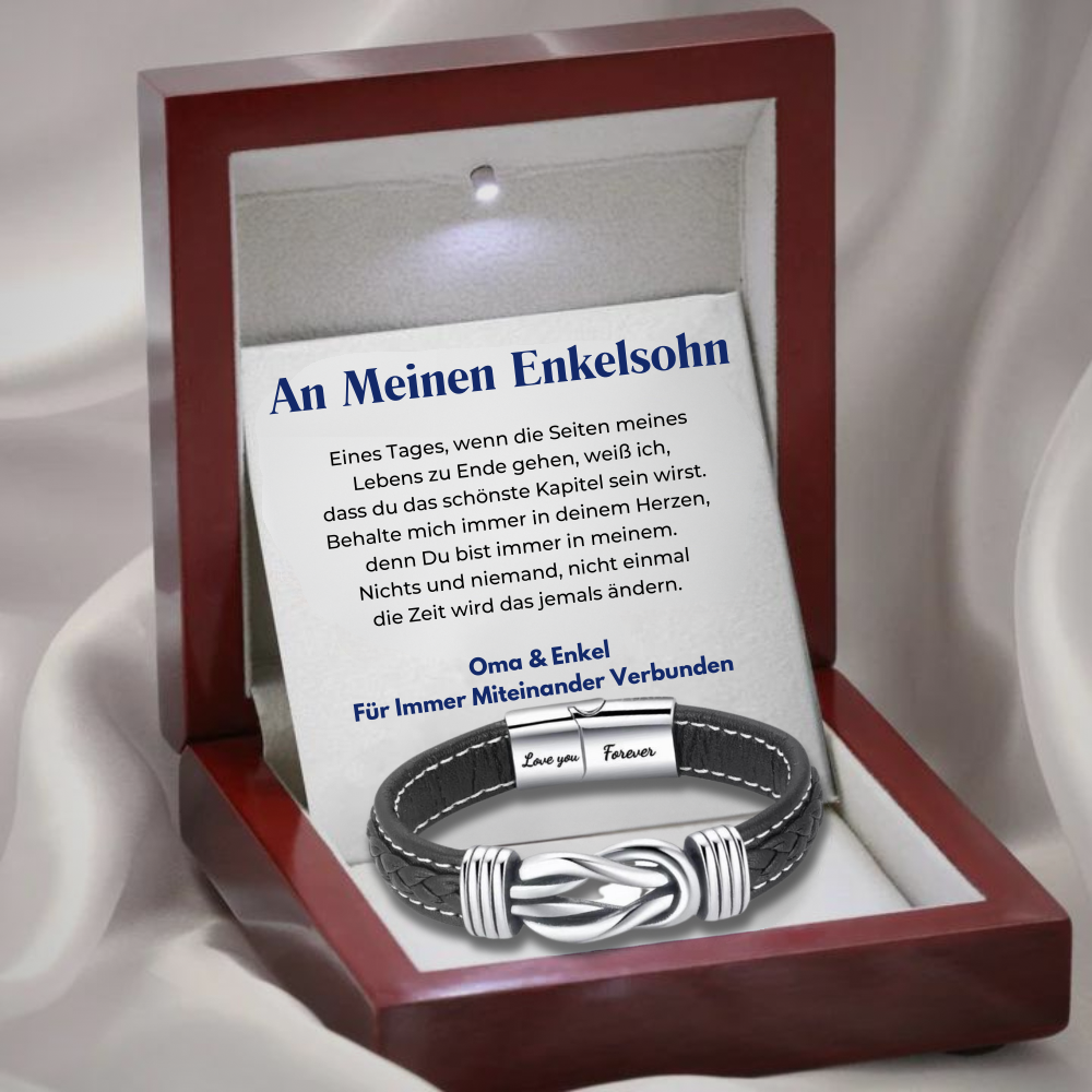 An Meinen Enkel - Für Immer Miteinander Verbunden - Infinity Lederarmband