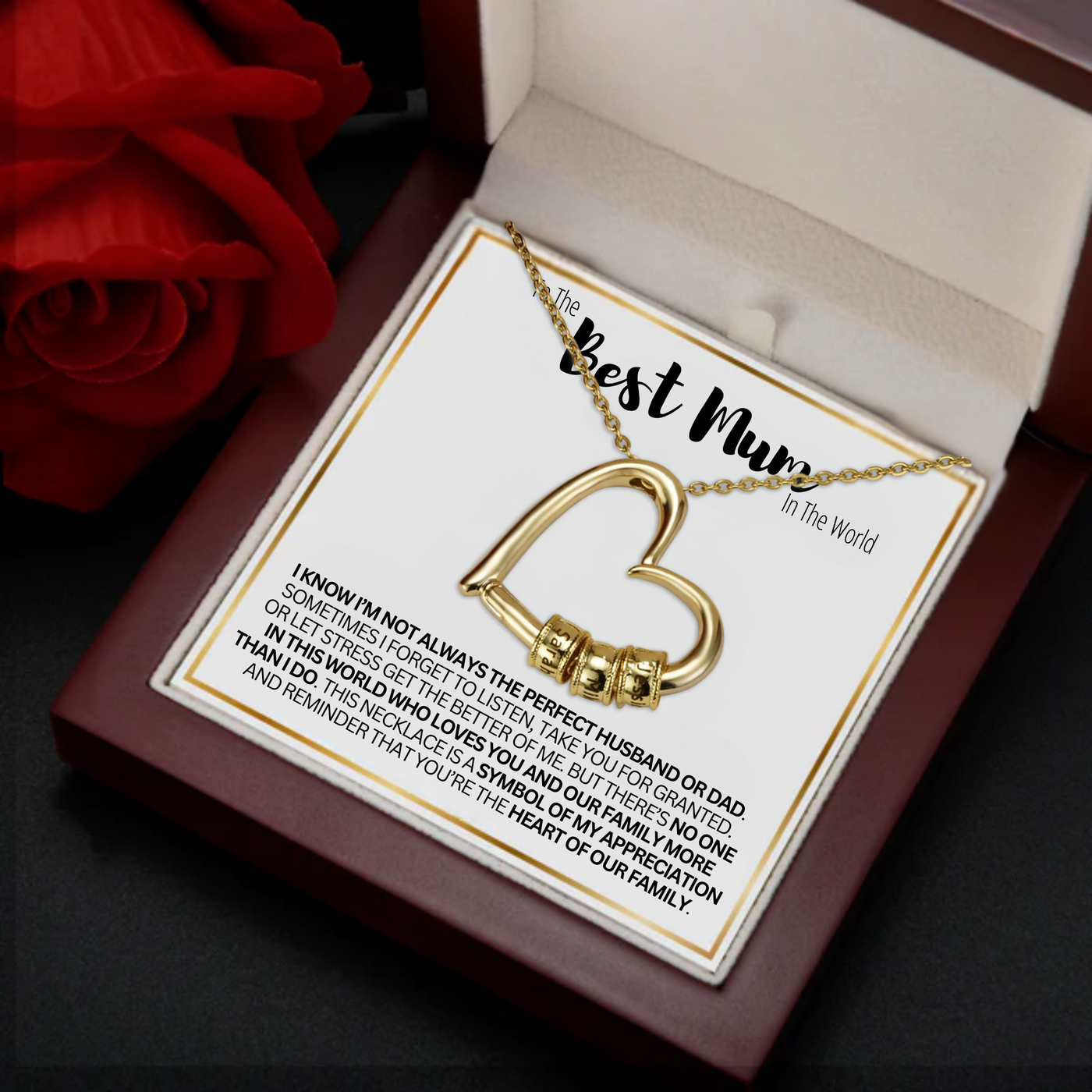 To The Best Mother In The World - Love Necklace With Engraved Pendant