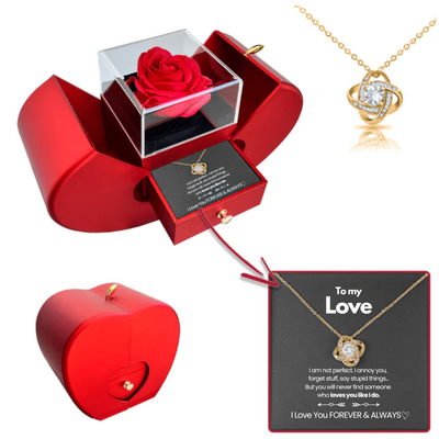 Eternal Rose Box - With Love Knot Necklace & Genuine Rose