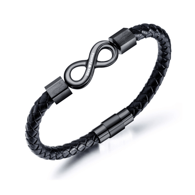 Aan Mijn man - GEPERSONaliseerde Leren Infinity Armband (19 cm)