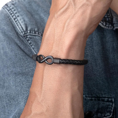 Til Min Mand - Jeg Elsker Dig For Evigt - Personligt Infinity-Armbånd I Læder