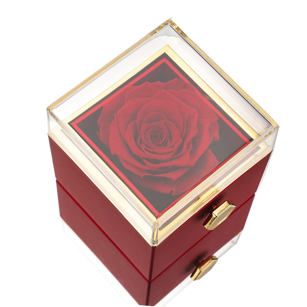 Ewige Rosenbox – Mit personalisierter Halskette und echter Rose