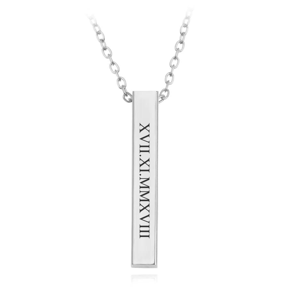 Engraved Pendant Chain With Roman Numerals