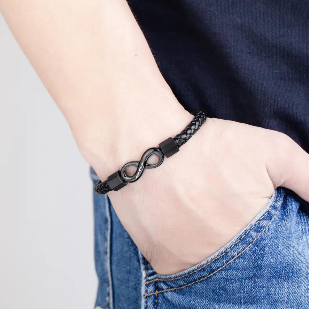 À Mon Homme - Bracelet Infini en cuir personalisé