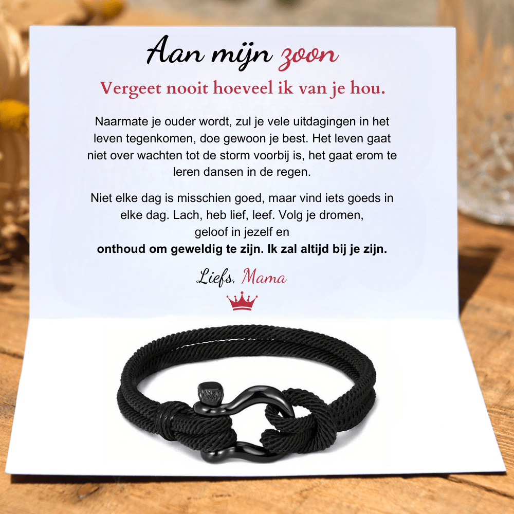 Aan Mijn Zoon - Lach, Heblief, Leef - Nautische armband