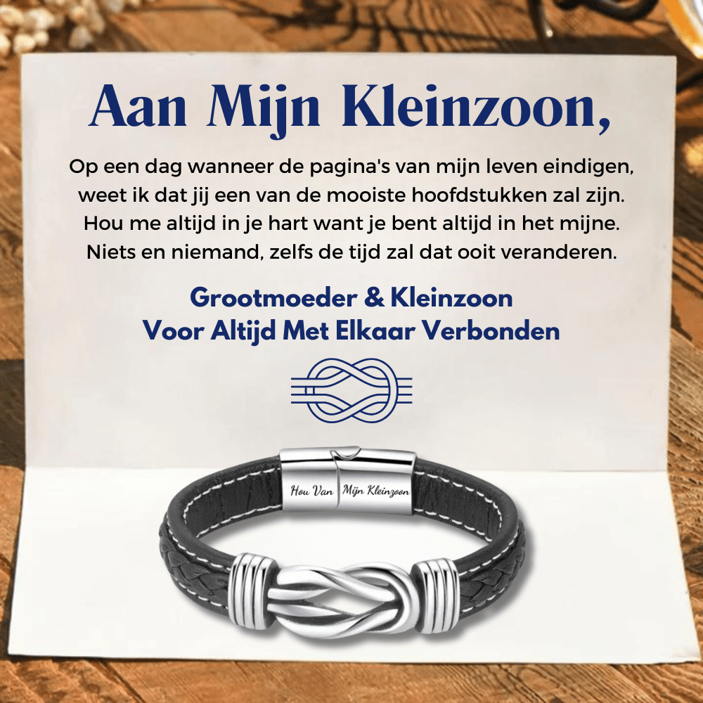 Grootmoeder en Kleinzoon Voor Altijd Met Elkaar Verbonden - Gevlochten Leren Armband