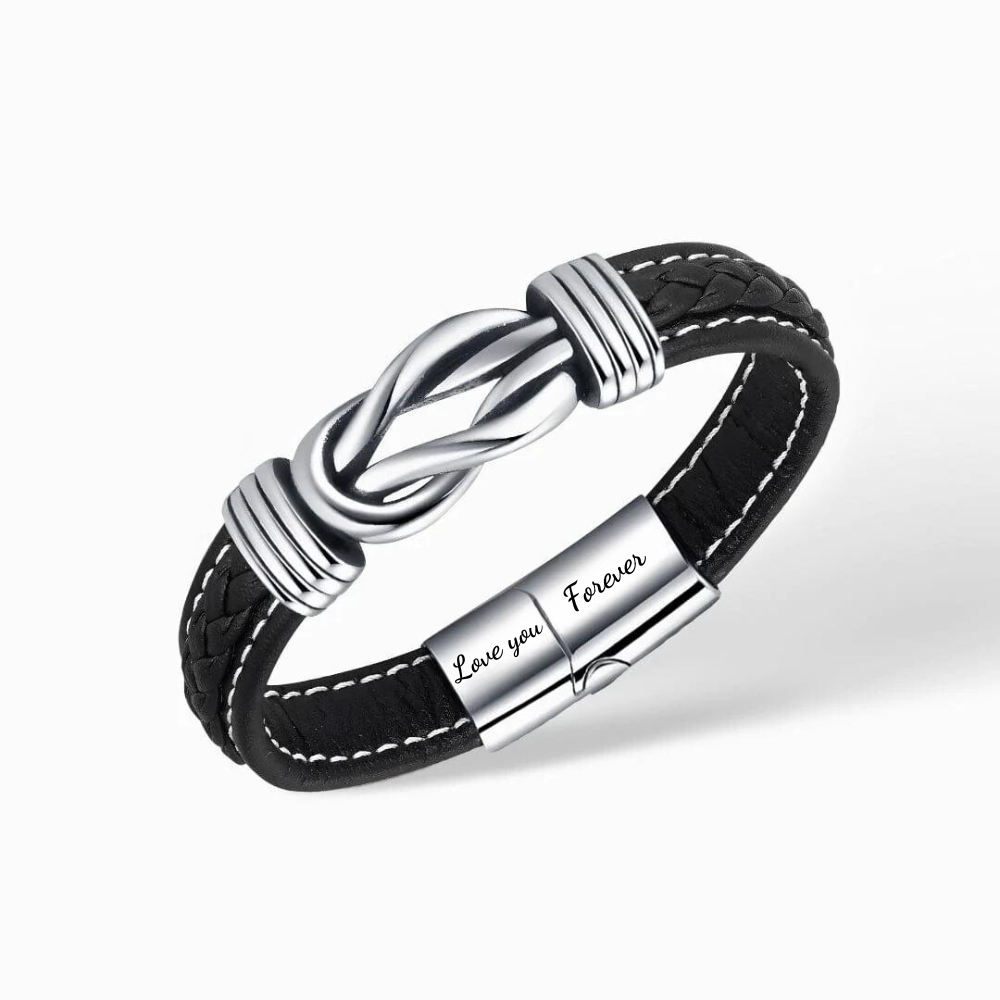 A Mio Nipote - Uniti Per Sempre - Bracciale In Pelle Infinity