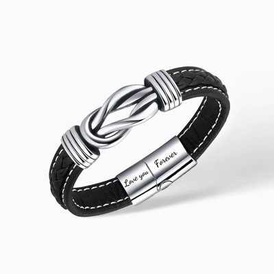 A Mio Nipote - Uniti Per Sempre - Bracciale In Pelle Infinity