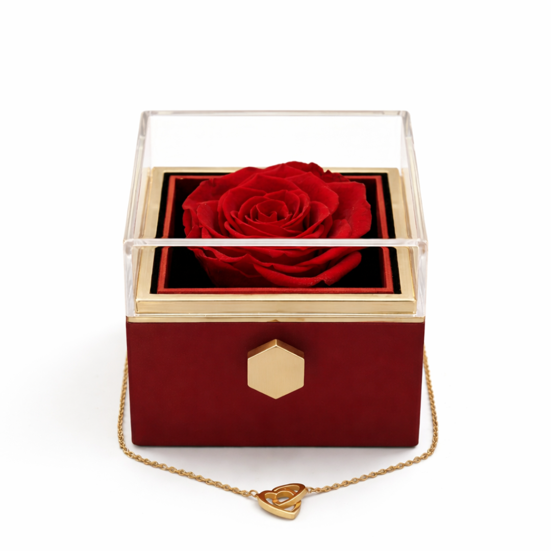 Eternal Rose Box - With Personalized Necklace And Real Rose