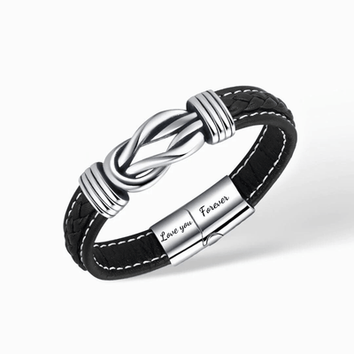 Aan Mijn Kleinzoon - Voor Altijd ontmoette Elkaar Verbonden - Infinity Leren Armband