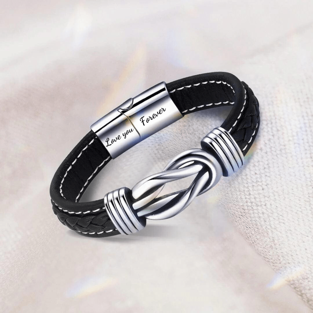 Aan Mijn Kleinzoon - Voor Altijd ontmoette Elkaar Verbonden - Infinity Leren Armband