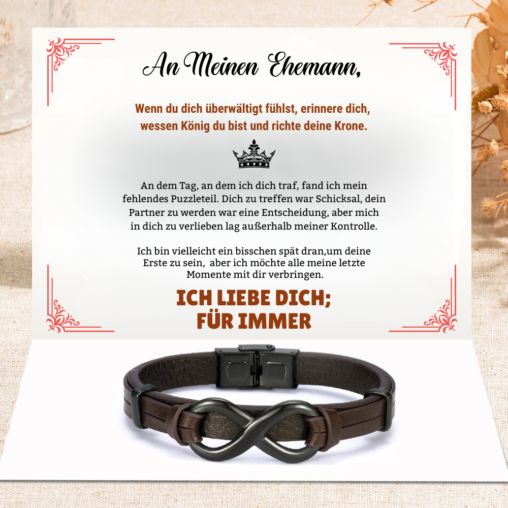 An Meinen Ehemann - Ich liebe dich; für immer - Infinity-Lederarmband