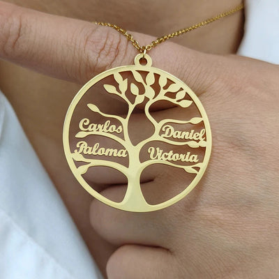 Personalisierte Gravierte Baum Des Lebens Halskette Bis Zu 13 Namen - Muttertag Geschenke