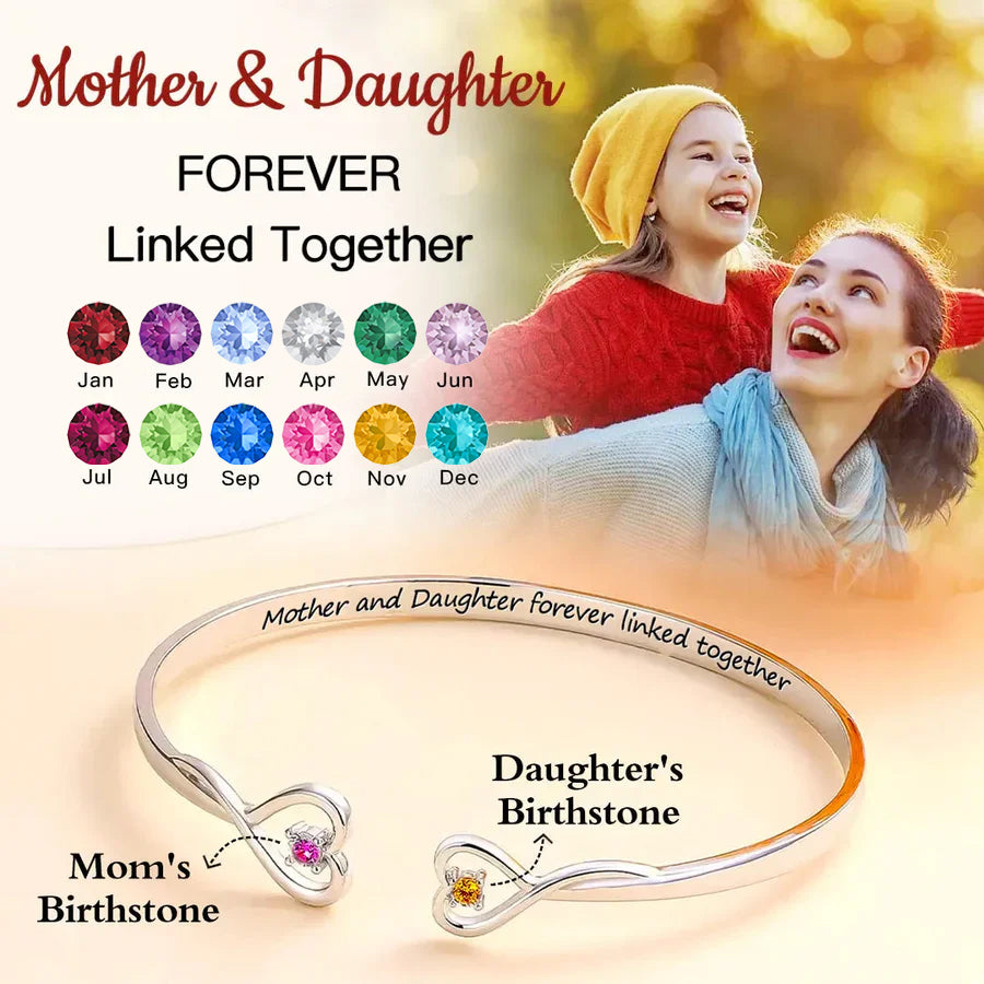 Mother & Daughter - Forever Linked Together - Birthstone Bracelet