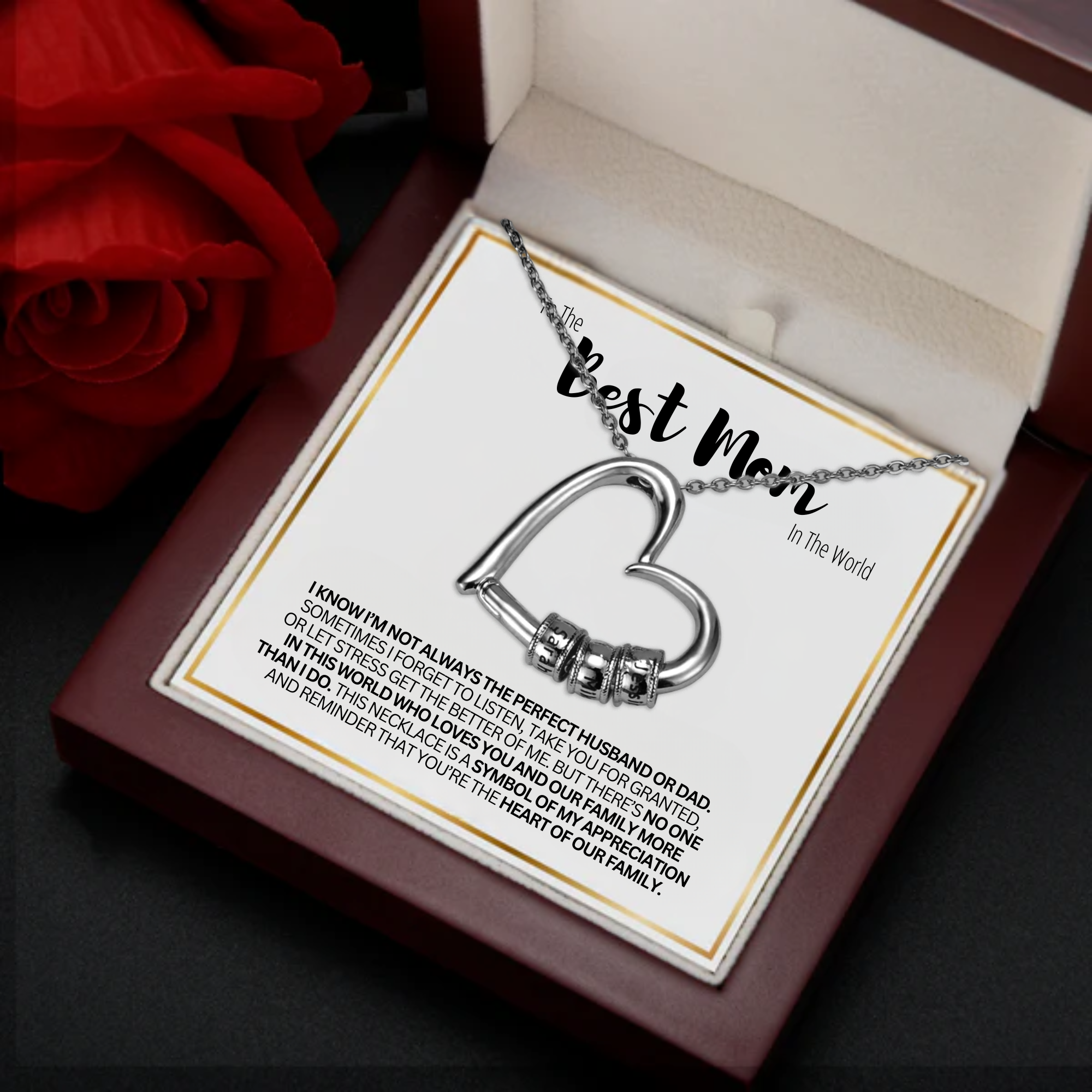 To The Best Mom In The World - Love Necklace With Engraved Pendant