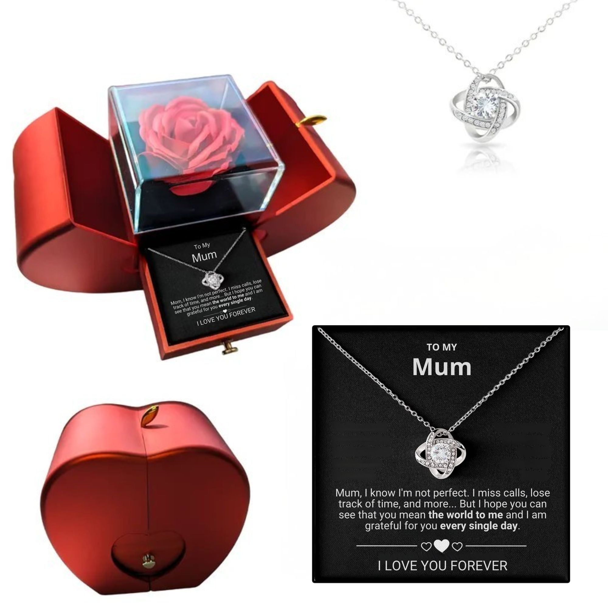 To My Mum - Eternal Rose Box - Love Knot Necklace