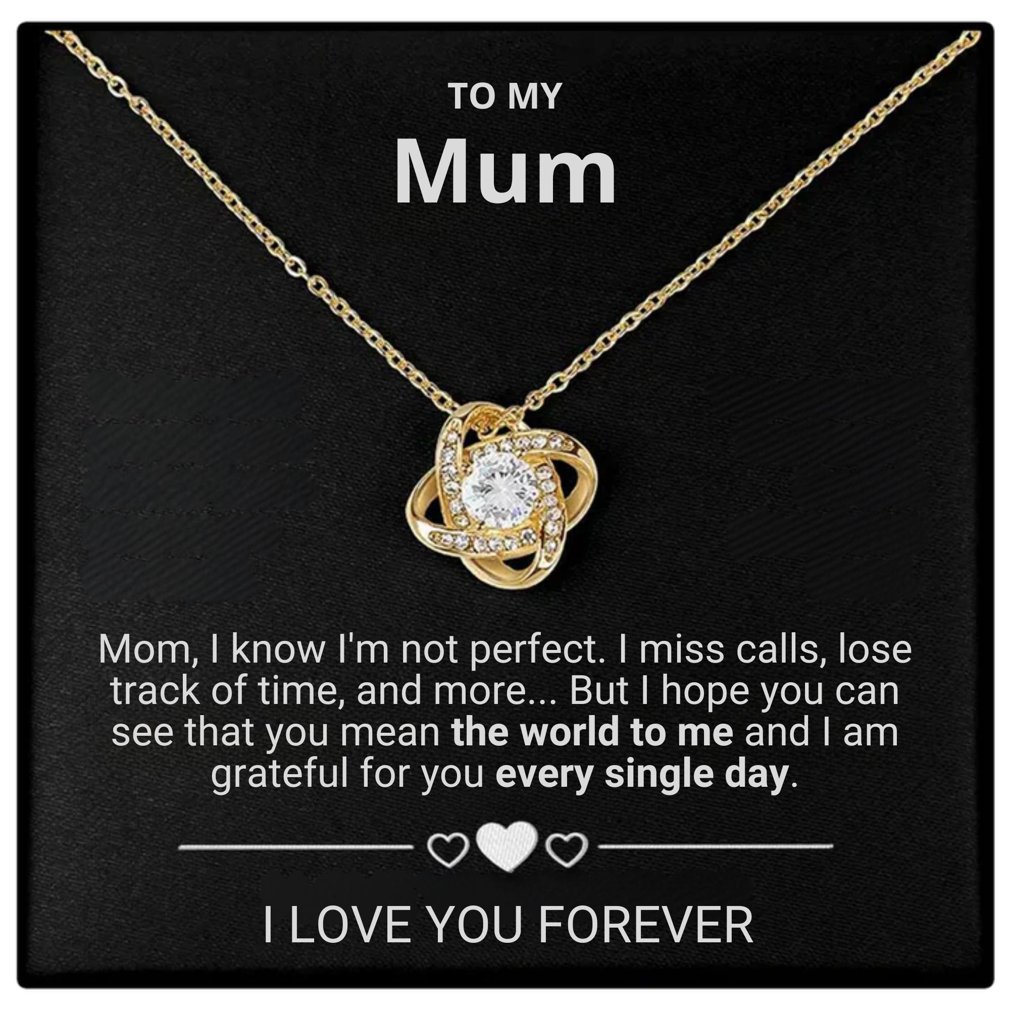 To My Mum - Eternal Rose Box - Love Knot Necklace