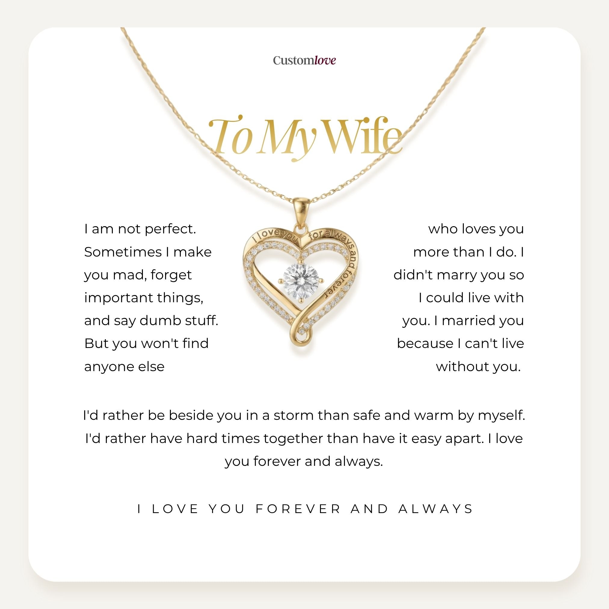 To My Wife – Engraved Double Hearts Necklace