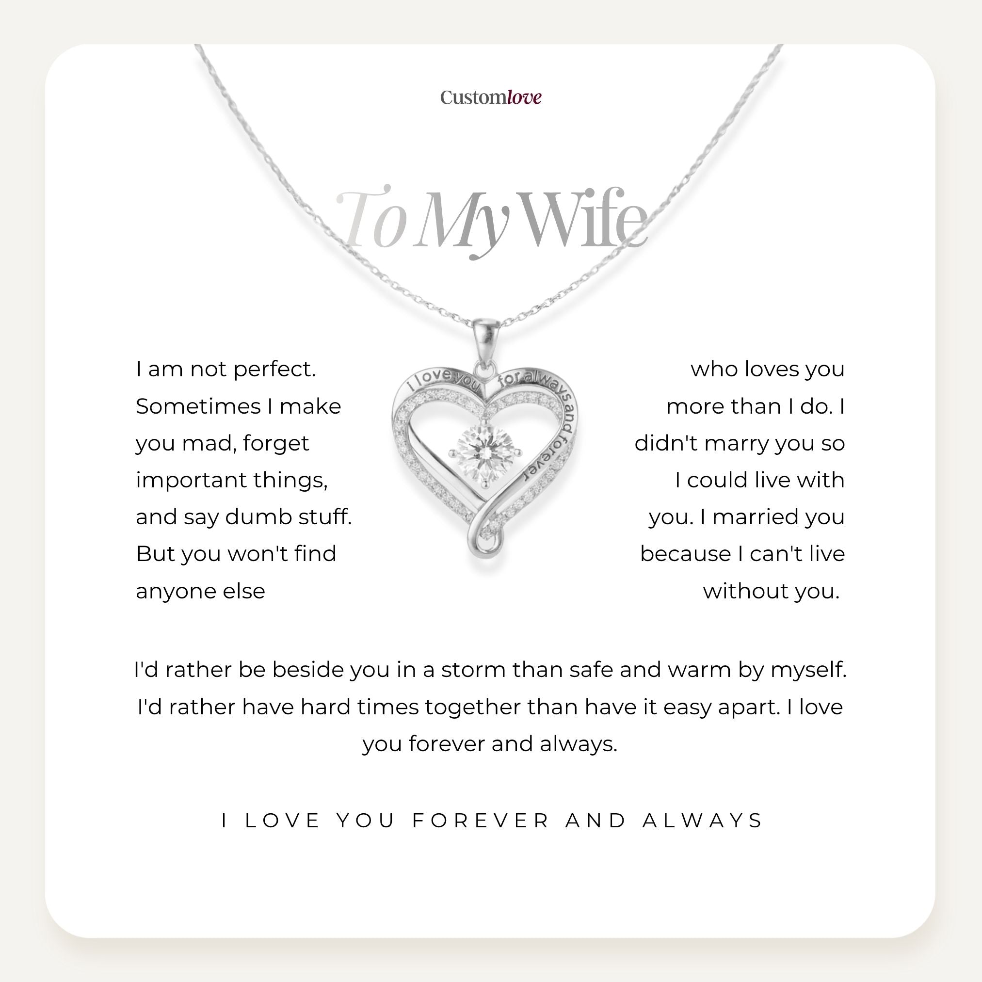 To My Wife – Engraved Double Hearts Necklace