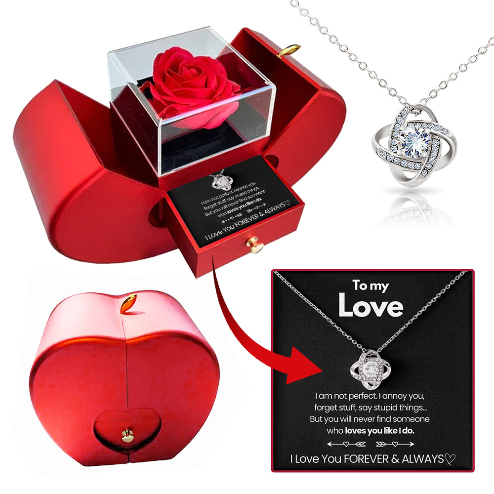 Eternal Rose Box - With Love Knot Necklace & Genuine Rose