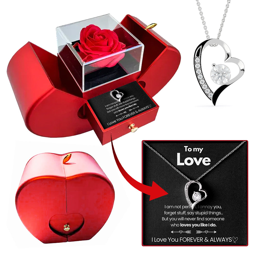 Eternal Rose Box - With Forever Love Necklace & Genuine Rose