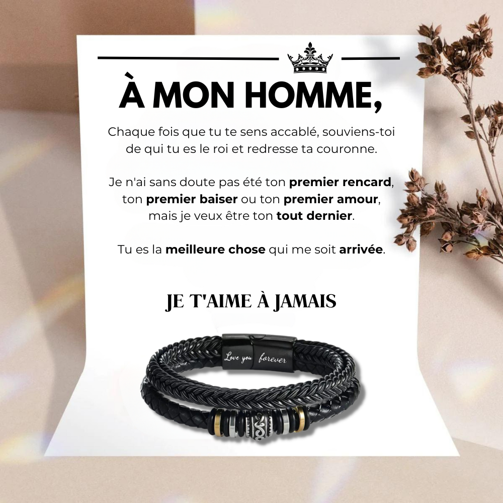 À Mon Homme - Je T'aime À Jamais - Bracelet en Cuir