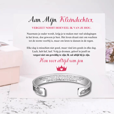 Aan Mijn Kleindochter | Ik zal altijd Bijj je zijn | Gegraveerde armband