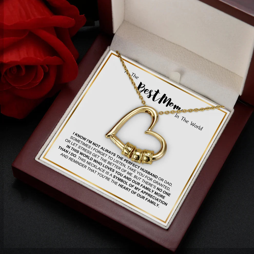 To The Best Mom In The World - Love Necklace With Engraved Pendant