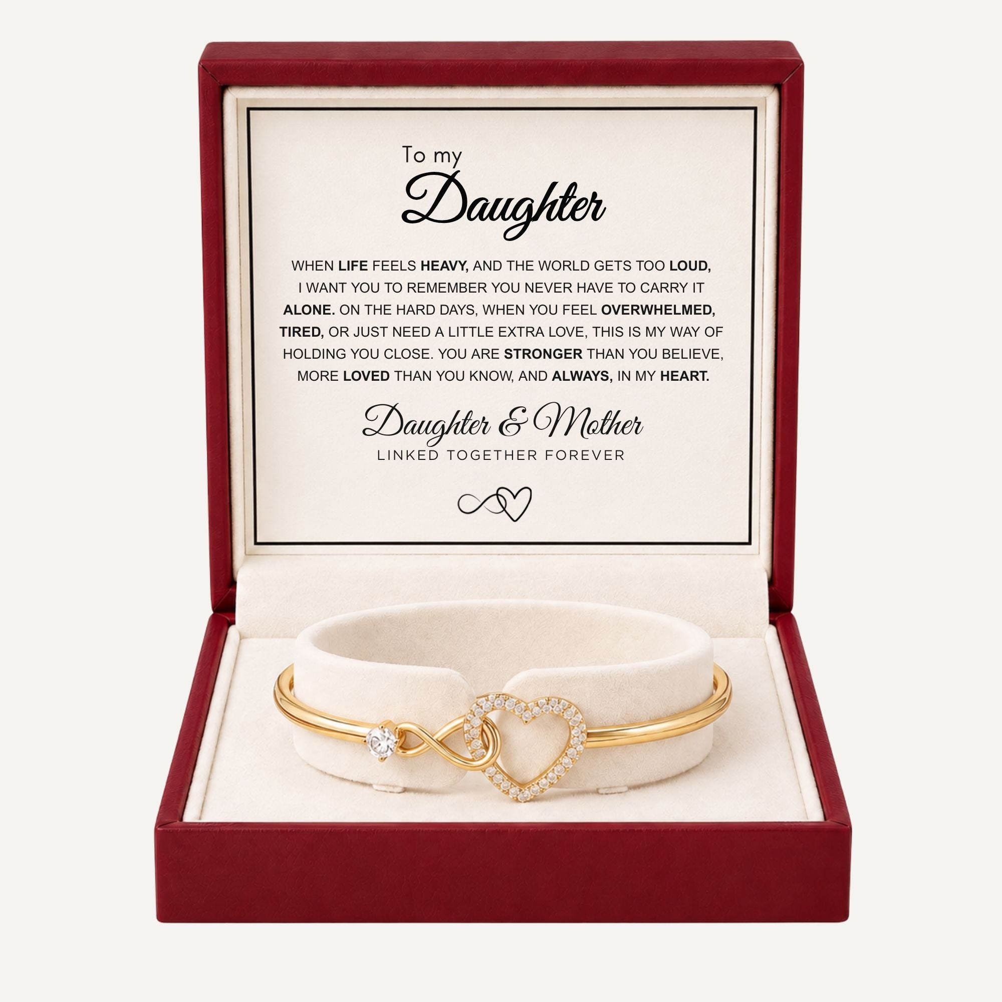 To My Daughter - Infinity Heart Bracelet – Always In My Heart, Forever Linked