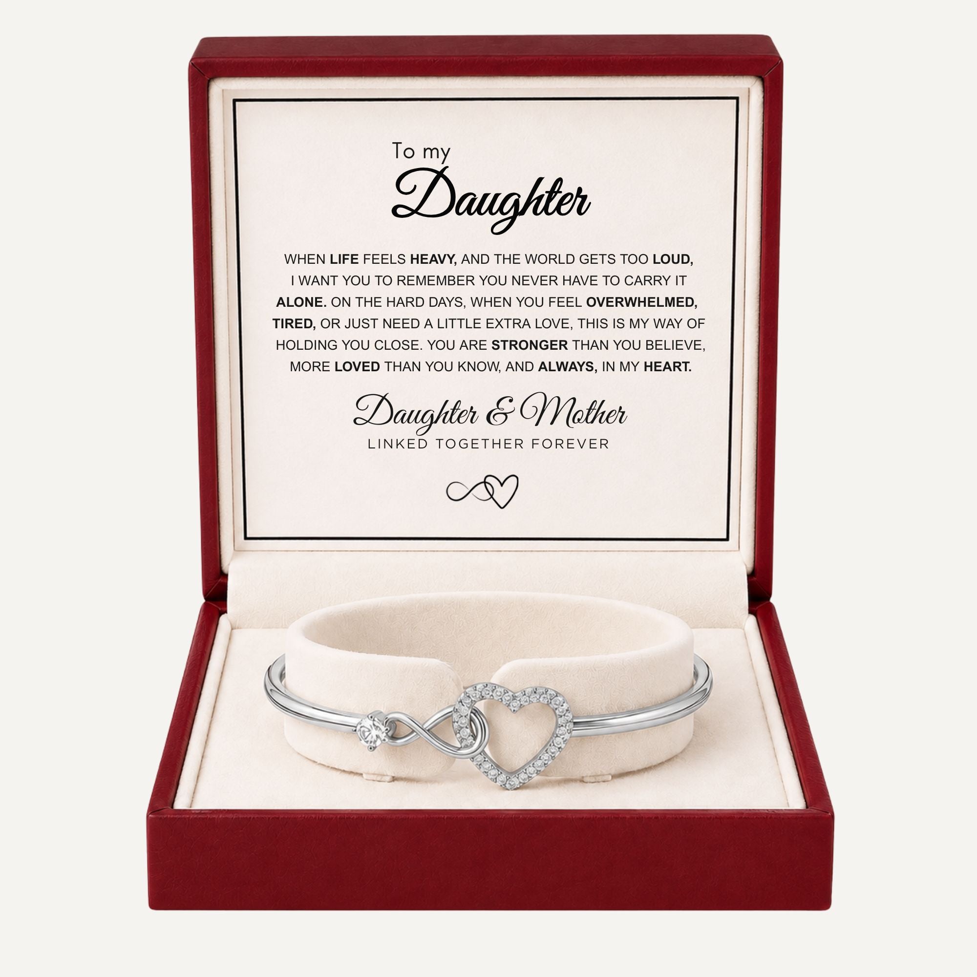 To My Daughter - Infinity Heart Bracelet – Always In My Heart, Forever Linked