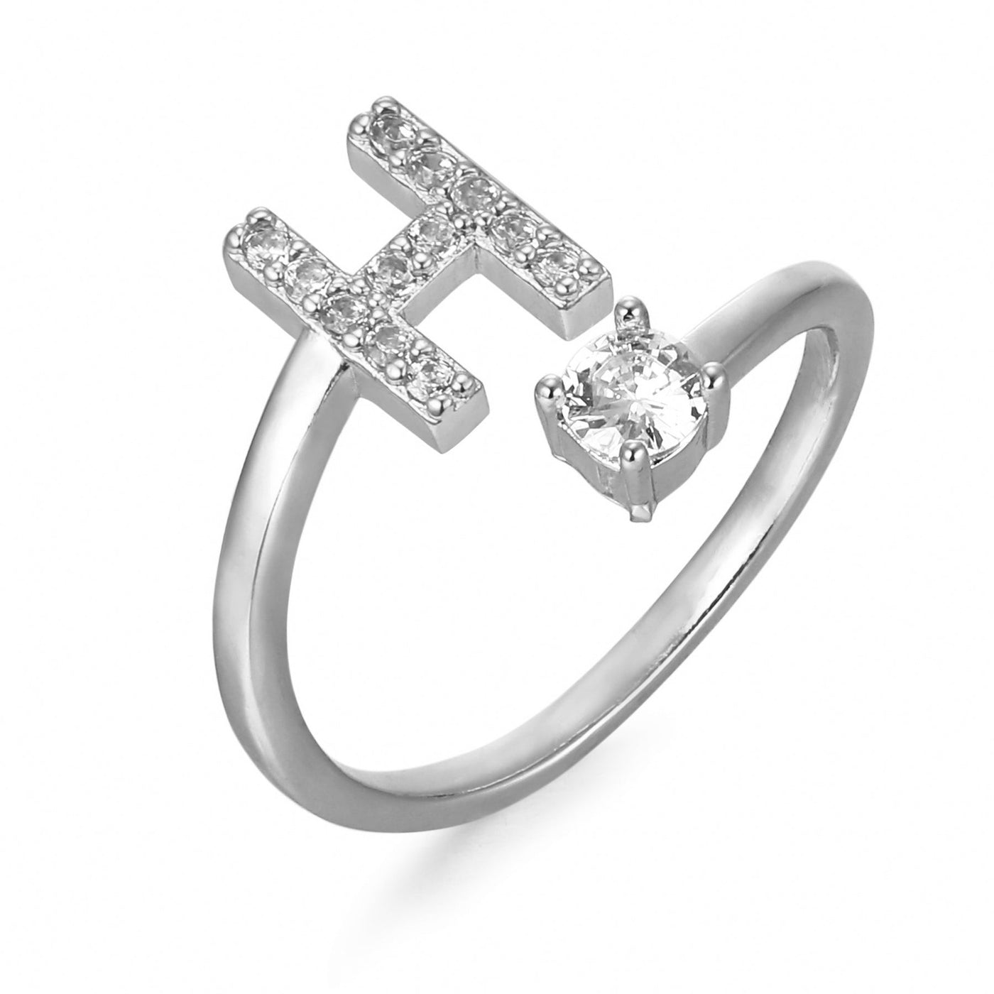 Letter Ring 'Initial' met Zirkonia