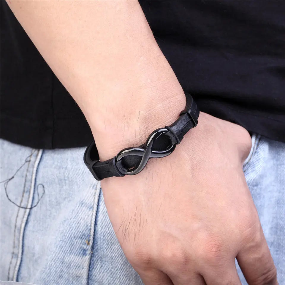 To My Husband - I Love You; Forever - Infinity Leather Bracelet