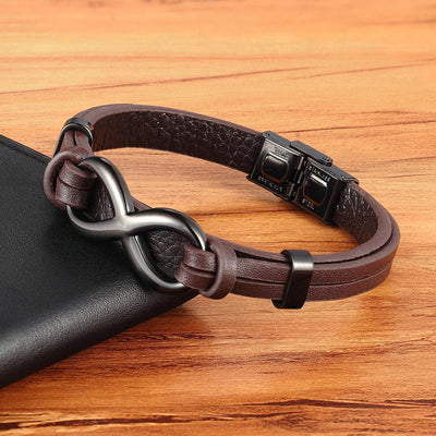 To My Husband - I Love You; Forever - Infinity Leather Bracelet