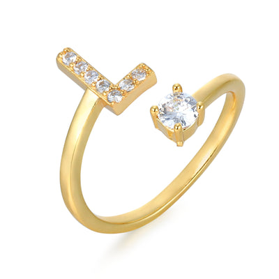 Letter Ring 'Initial' met Zirkonia